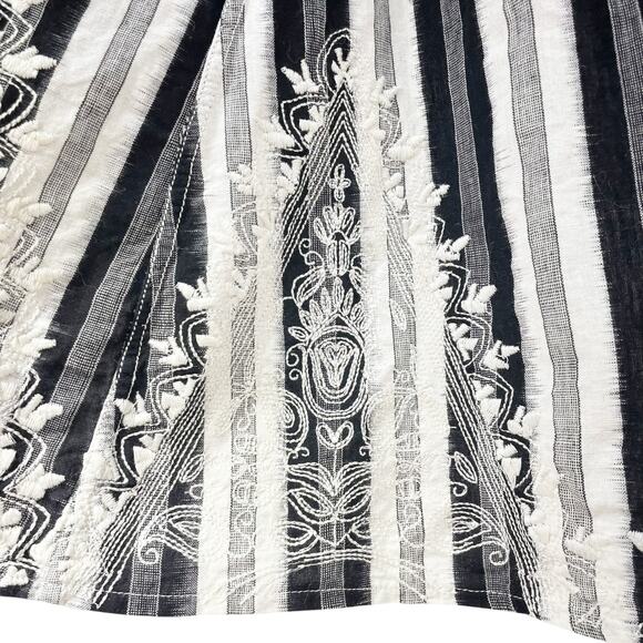 PLENTY BY TRACY REESE Striped Embroidered Fit & Flare Dress Black/Ivory Size 4 - Picture 2 of 8